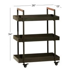 UMA Accent Furniture Black Metal Contemporary Bar Cart
