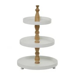 UMA White Wood Farmhouse 3-Tiered Server Decorative Trays & Risers