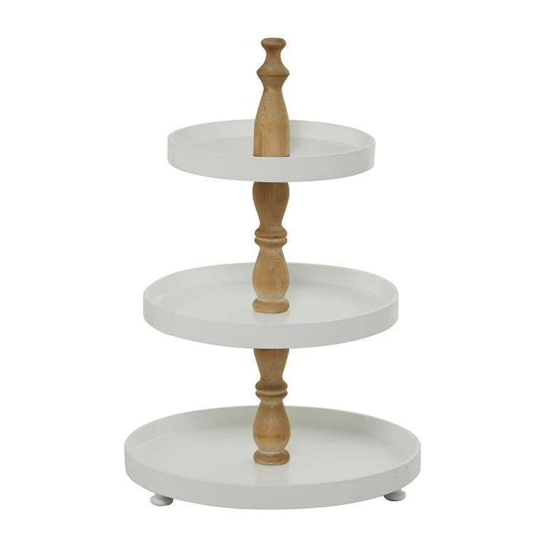 UMA White Wood Farmhouse 3-Tiered Server Decorative Trays & Risers 1 UMA White Wood Farmhouse 3-Tiered Server Decorative Trays & Risers