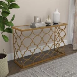 UMA Consoles, Breakfronts, & Sideboards Gold Glam Metal Console Table