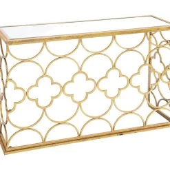 UMA Consoles, Breakfronts, & Sideboards Gold Glam Metal Console Table