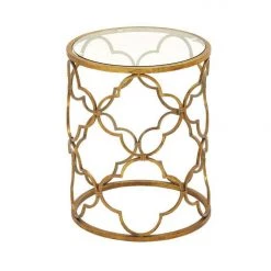 UMA Gold And Glass Accent Table