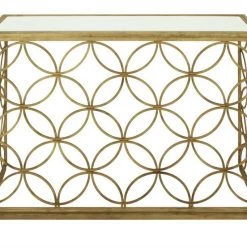 UMA Circular Pattern Gold Traditional Metal Console Table Consoles, Breakfronts, & Sideboards