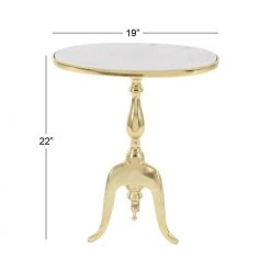 UMA Gold Marble Oval Traditional Accent Table