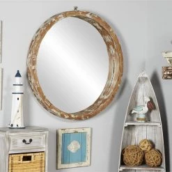 UMA Brown Vintage Wood Wall Mirror Mirrors