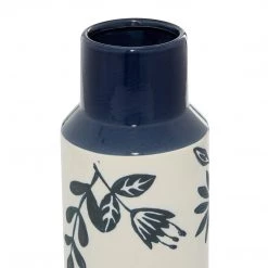 UMA Vases, Bottles, & Containers Blue Ceramic Vase With Flower Design