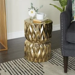 UMA Gold Ceramic Modern Accent Table