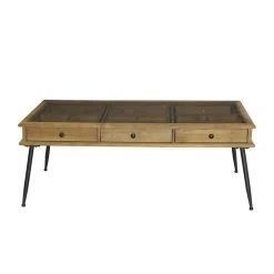 UMA Brown Wood Industrial Coffee Table
