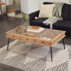 UMA Brown Wood Industrial Coffee Table