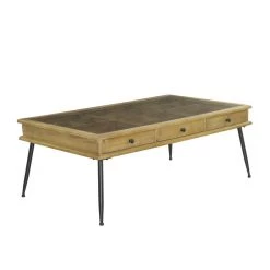 UMA Brown Wood Industrial Coffee Table