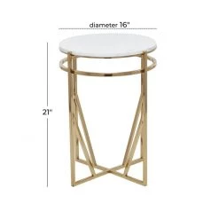 UMA Gold Metal Round Contemporary Accent Table
