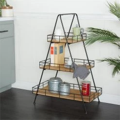 UMA Accent Furniture Black Metal Modern Farmhouse Plant Stand