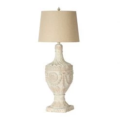 A&B Home White Carved Table Lamp Lamps
