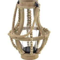UMA Home Accents Beaded Wood And Glass Lantern