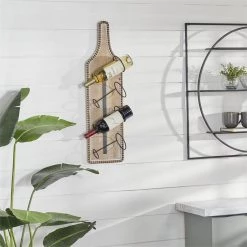 UMA Home Accents Wood & Metal Beaded Wine Holder