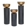 A&B Home Black And Gold Pillar Candleholders, Set Of 3