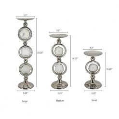 A&B Home Amelie Silver Pillar Candleholders, Set Of 3