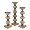 A&B Home Nahla Wood Pillar Candleholders, Set Of 3