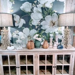 Global Imports Alyssa Elm Window Pane Console, White Wash Finish