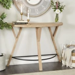 UMA Brown Wood Modern Farmhouse Console Table