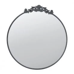 A&B Home Mirrors Black Baroque Mirror, Round
