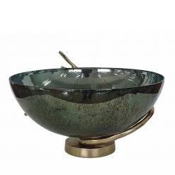 A&B Home Glass Bowl With Aluminum Branch