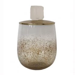 A&B Home Vases, Bottles, & Containers Gold Lidded Glass Jar, Small