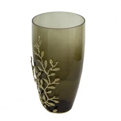 A&B Home Green Glass Vase With Gold Leafing Home Accents