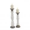 UMA White Stoneware Candleholders, Set Of 2
