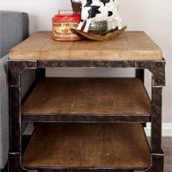 UMA Industrial Wood Side Table Accent Furniture