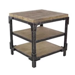 UMA Industrial Wood Side Table Accent Furniture
