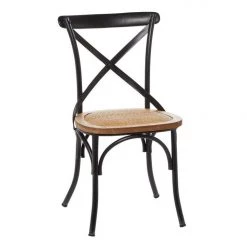 UMA Wood & Metal Cross Back Chair, Black Dining Chairs
