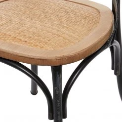 UMA Wood & Metal Cross Back Chair, Black Dining Chairs