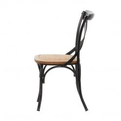 UMA Wood & Metal Cross Back Chair, Black Dining Chairs