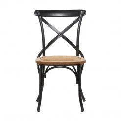UMA Wood & Metal Cross Back Chair, Black Dining Chairs