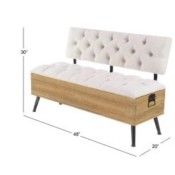UMA Wood & Metal Fabric Storage Bench