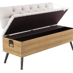 UMA Wood & Metal Fabric Storage Bench