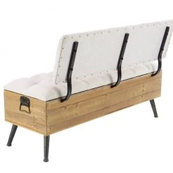 UMA Wood & Metal Fabric Storage Bench