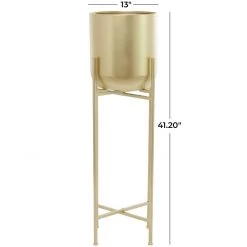 UMA Gold Metal Modern Planter Vases, Bottles, & Containers 7 UMA Gold Metal Modern Planter Vases, Bottles, & Containers