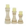UMA Distressed Wooden Beaded Candleholders, Set Of 3