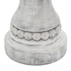UMA Gray Distressed Wooden Beaded Candleholders, Set Of 3