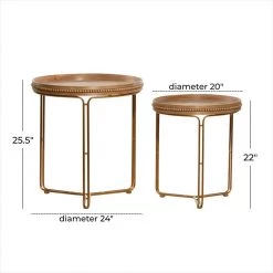 UMA Brown Wood Contemporary Accent Nesting Tables, Set Of 2