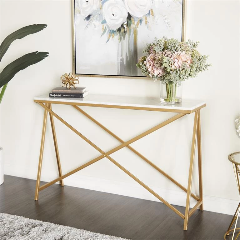 UMA White Marble Console Table Accent Furniture 1 UMA White Marble Console Table Accent Furniture