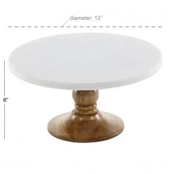 UMA Wood & Marble Cake Stand, Large Decorative Trays & Risers