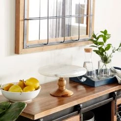 UMA Wood & Marble Cake Stand, Large Decorative Trays & Risers