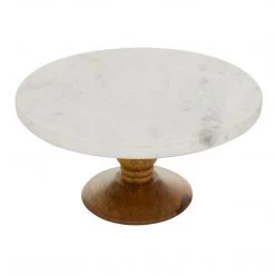 UMA Wood & Marble Cake Stand, Large Decorative Trays & Risers