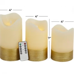 UMA Porch View Home Candles White Wax Flameless Candles, Set Of 3