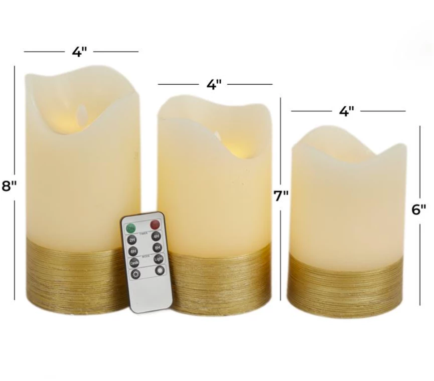 UMA Porch View Home Candles White Wax Flameless Candles, Set Of 3 2 UMA Porch View Home Candles White Wax Flameless Candles, Set Of 3