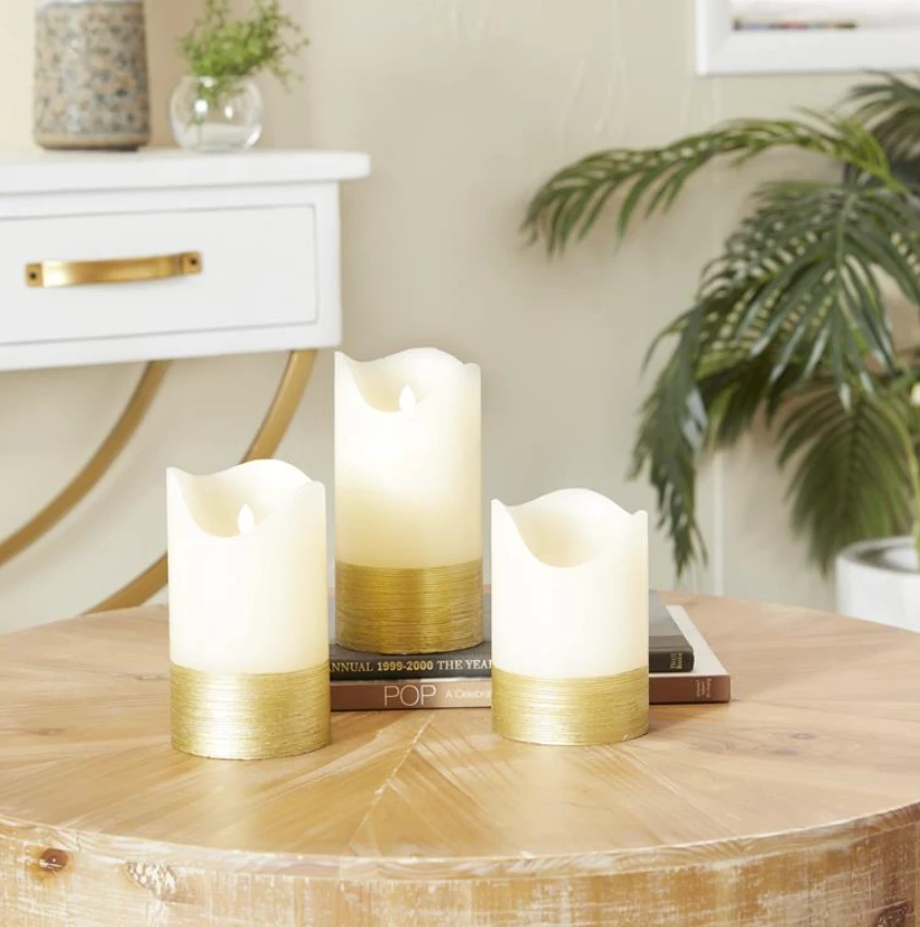 UMA Porch View Home Candles White Wax Flameless Candles, Set Of 3 1 UMA Porch View Home Candles White Wax Flameless Candles, Set Of 3
