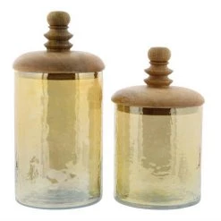 UMA Glass Glam Decorative Jars, Set Of 2 5 UMA Glass Glam Decorative Jars, Set Of 2